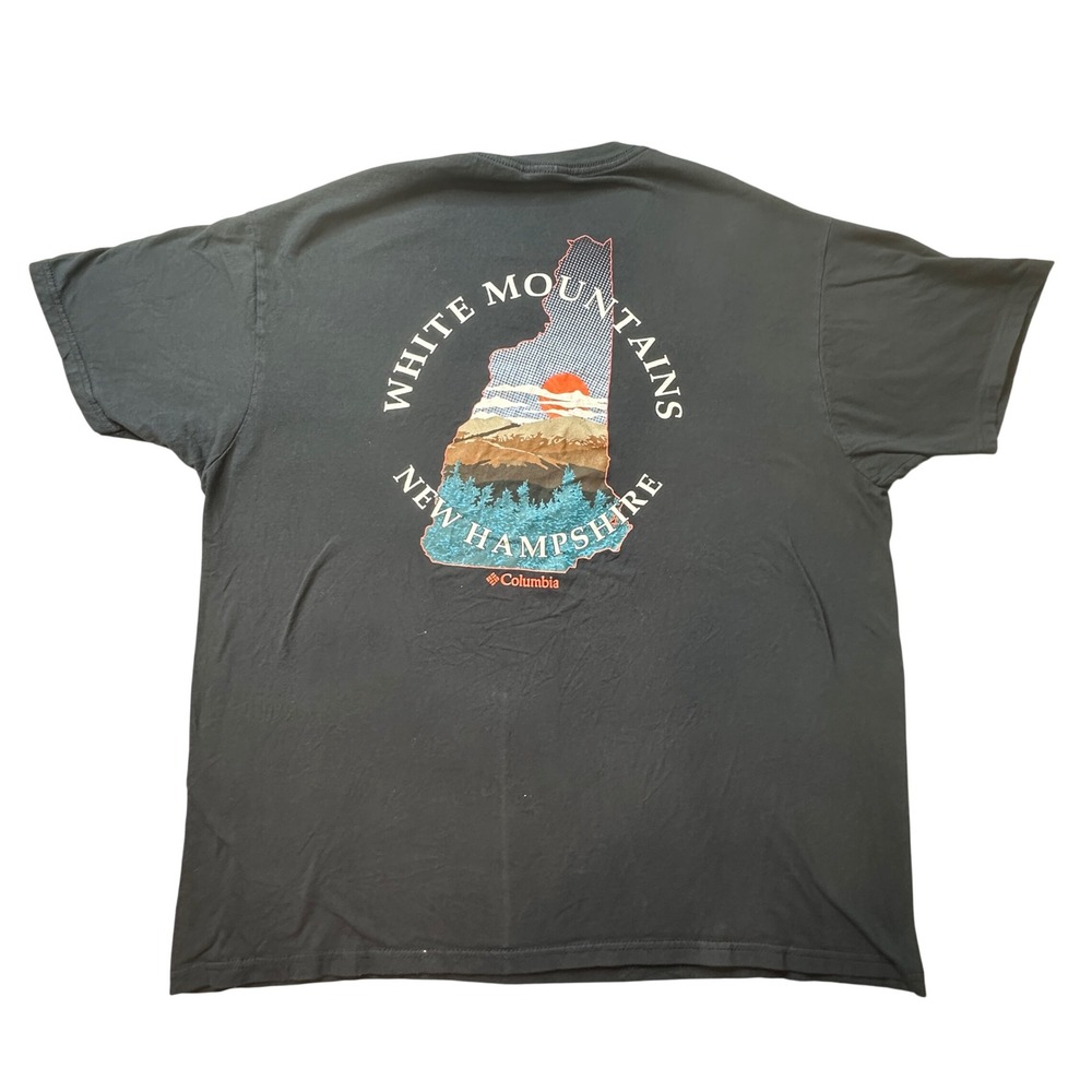 Columbia T Shirt Mens XL Black White Mountains New Hampshire Graphic Cotton Tee